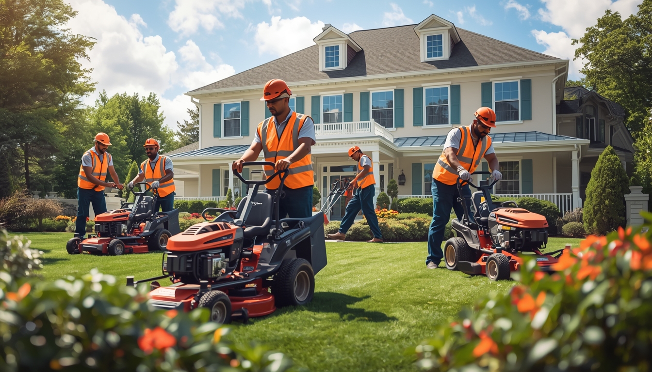 Ammattitaitoinen kiinteistöhuoltotiimi työssä